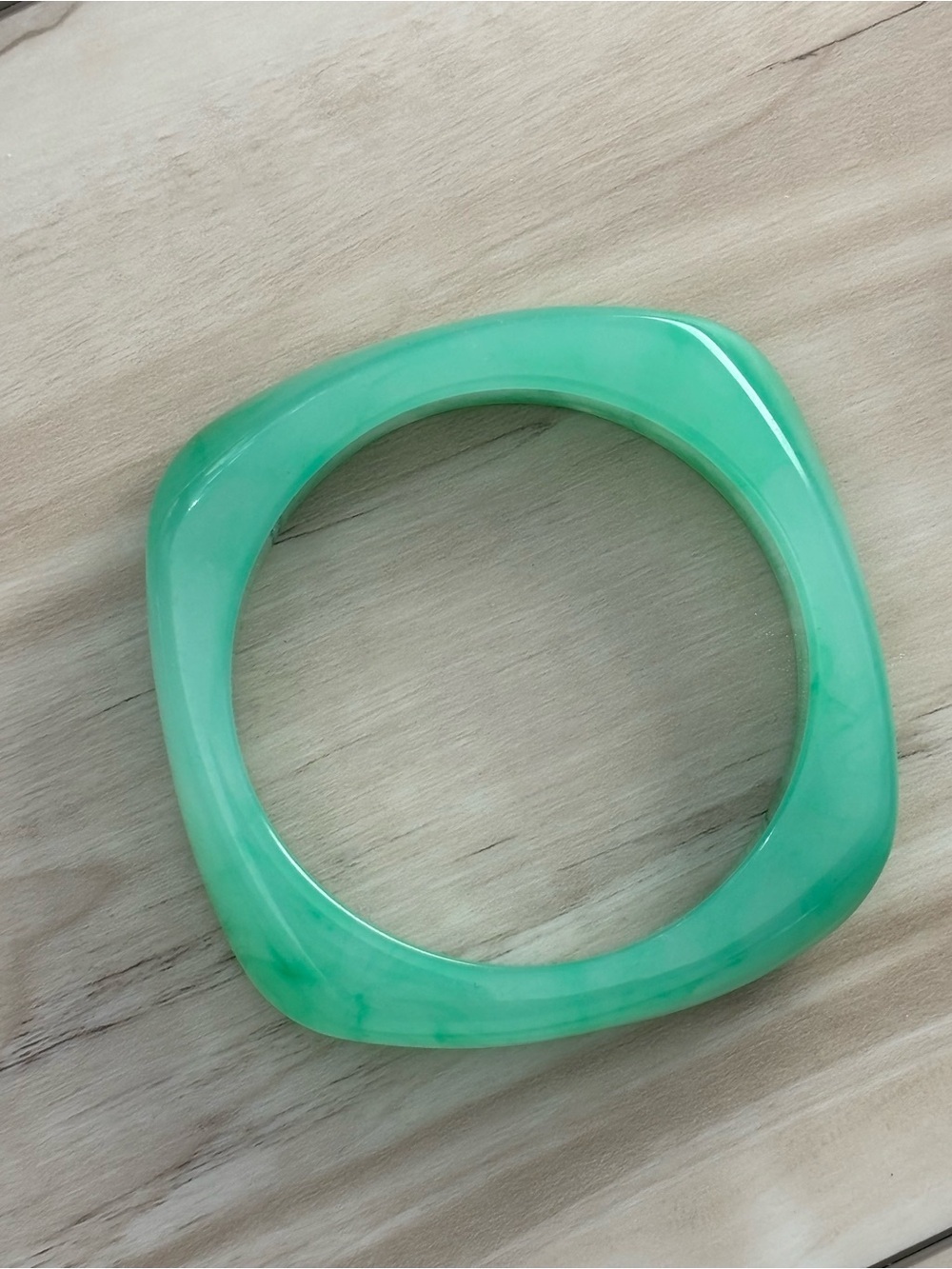 Green Marbled Square Resin Bangle Bracelet